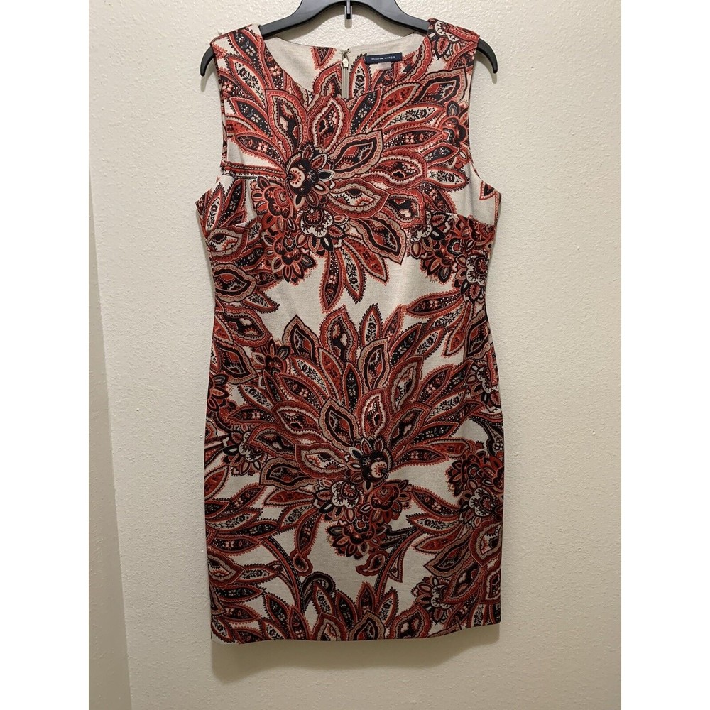 Tommy Hilfiger Red, Black & Cream Floral Sheath Dress